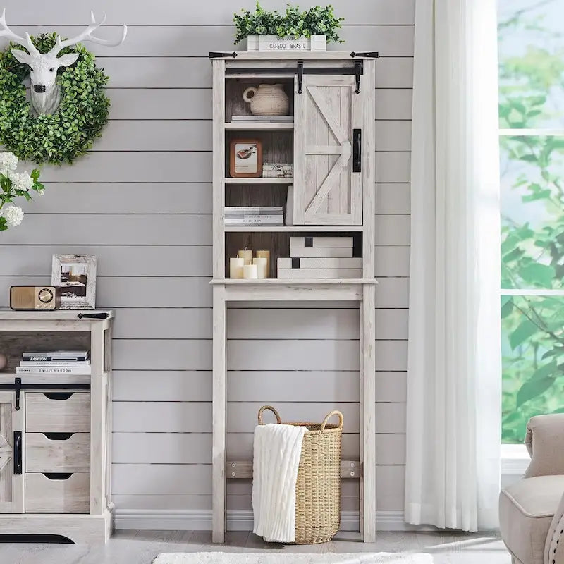 Farmhouse Style Over-The-Toilet Storage Cabinet 25