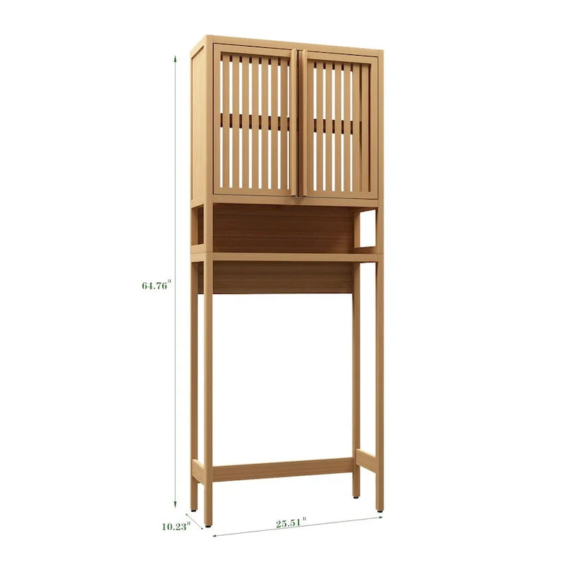 Bamboo Over-The-Toilet Storage Cabinet with Shelf and Double Doors 6