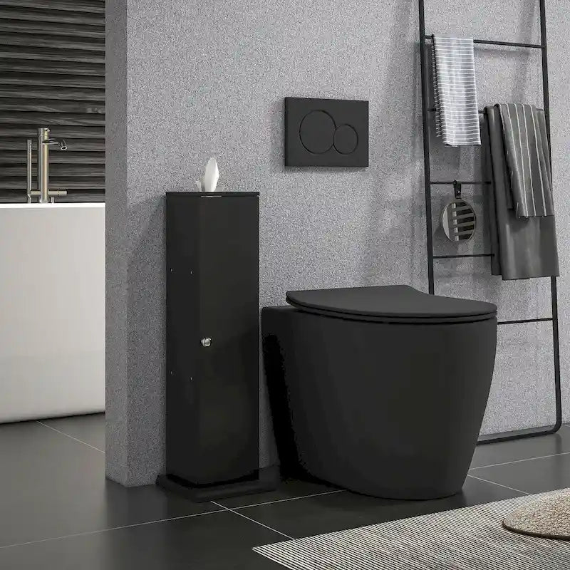 HOMCOM Compact Toilet Paper Cabinet - Corner Floor Storage Organizer with Doors and Shelves for Small Bathrooms 17