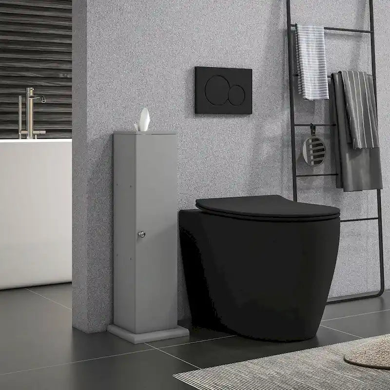 HOMCOM Compact Toilet Paper Cabinet - Corner Floor Storage Organizer with Doors and Shelves for Small Bathrooms 18