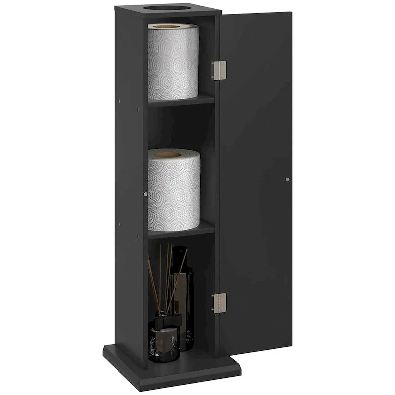 HOMCOM Compact Toilet Paper Cabinet - Corner Floor Storage Organizer with Doors and Shelves for Small Bathrooms 2