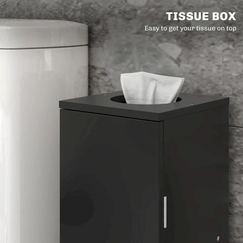 HOMCOM Compact Toilet Paper Cabinet - Corner Floor Storage Organizer with Doors and Shelves for Small Bathrooms 5