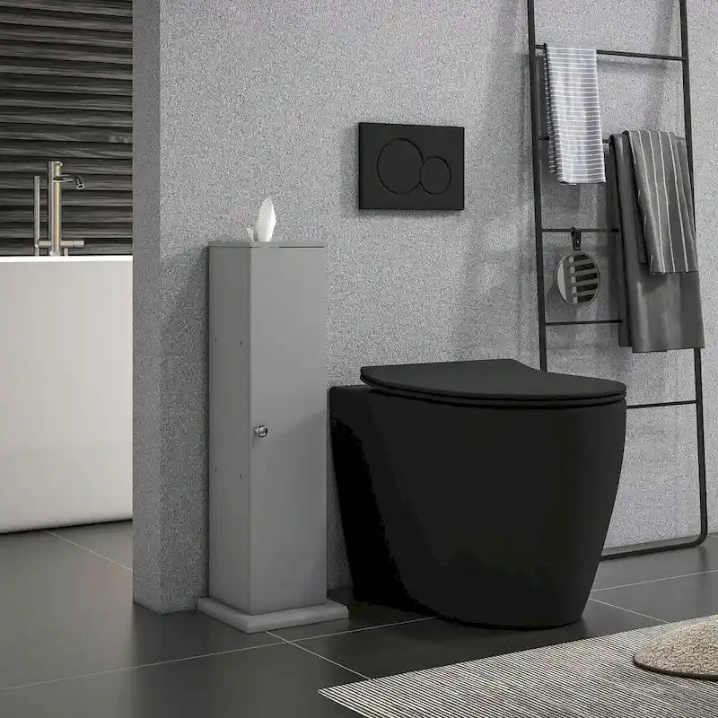HOMCOM Compact Toilet Paper Cabinet - Corner Floor Storage Organizer with Doors and Shelves for Small Bathrooms 9