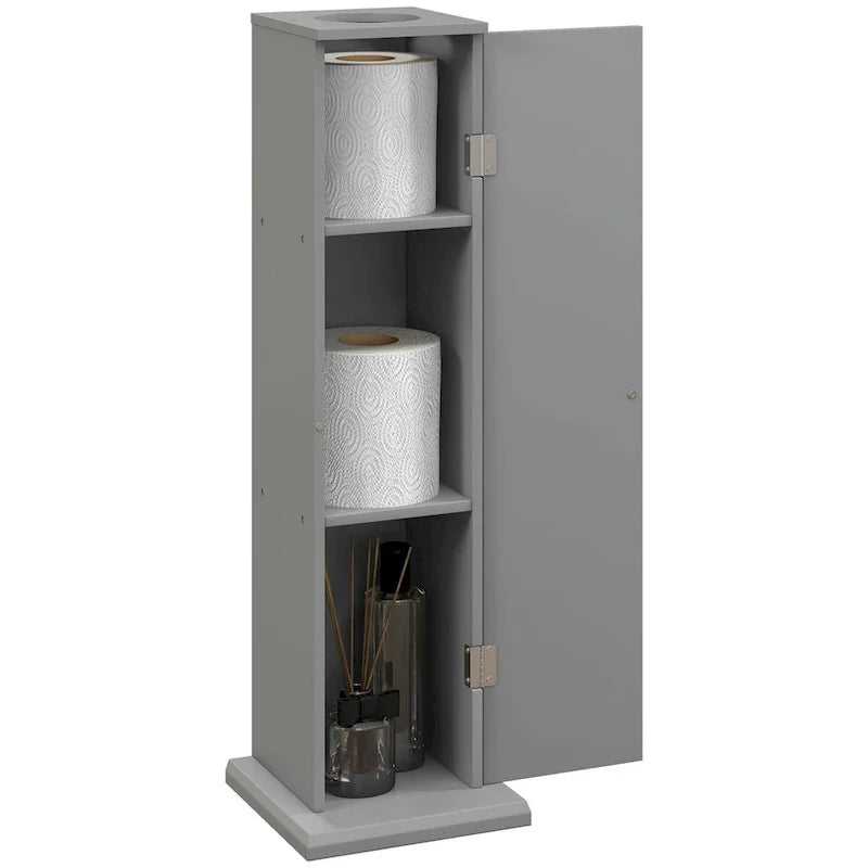 HOMCOM Compact Toilet Paper Cabinet - Corner Floor Storage Organizer with Doors and Shelves for Small Bathrooms 10
