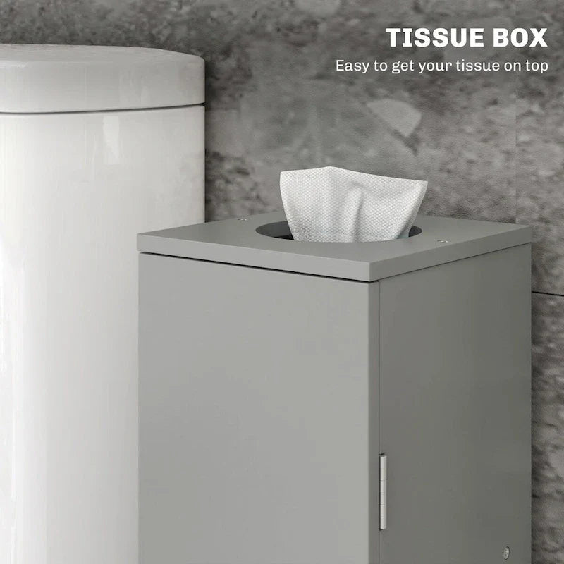 HOMCOM Compact Toilet Paper Cabinet - Corner Floor Storage Organizer with Doors and Shelves for Small Bathrooms 13