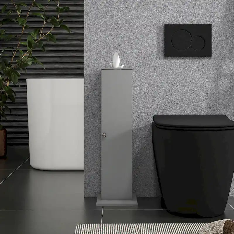 HOMCOM Compact Toilet Paper Cabinet - Corner Floor Storage Organizer with Doors and Shelves for Small Bathrooms 14