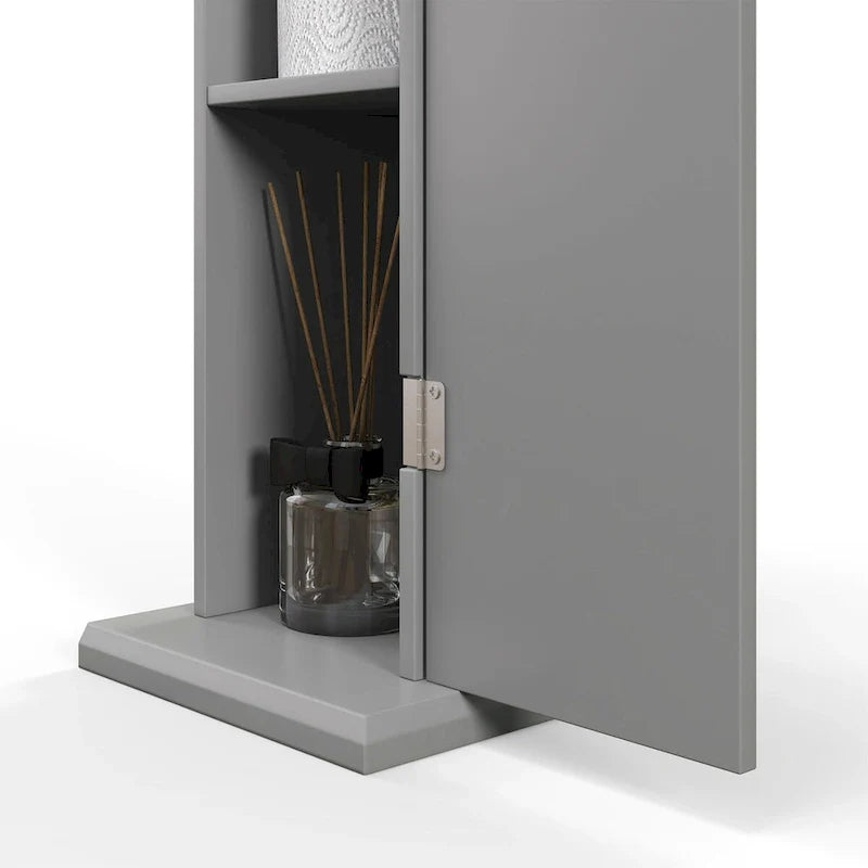 HOMCOM Compact Toilet Paper Cabinet - Corner Floor Storage Organizer with Doors and Shelves for Small Bathrooms 16