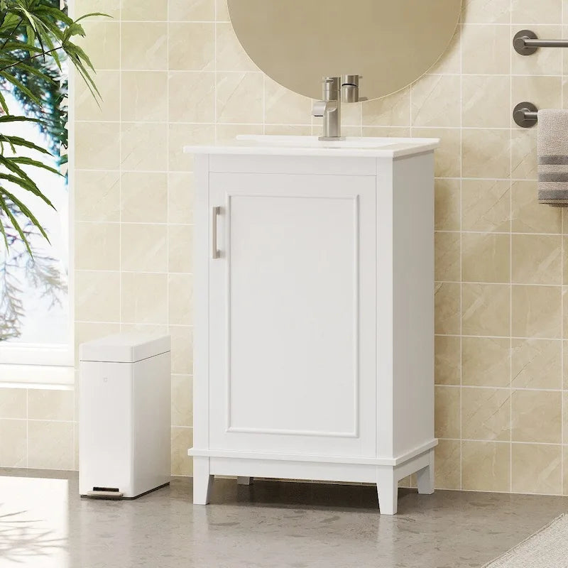 Contemporary 20-Inch Compact Bathroom Vanity Cabinet with Ceramic Sink 21