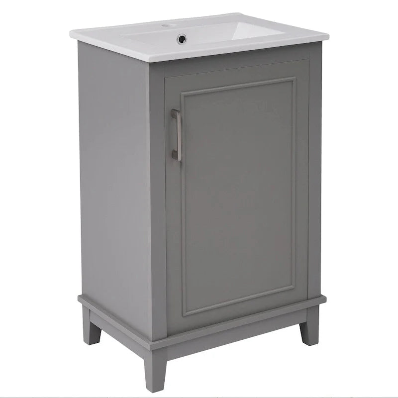 Contemporary 20-Inch Compact Bathroom Vanity Cabinet with Ceramic Sink 4
