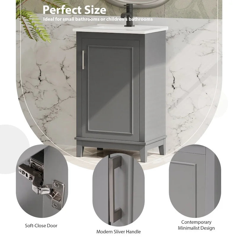 Contemporary 20-Inch Compact Bathroom Vanity Cabinet with Ceramic Sink 7