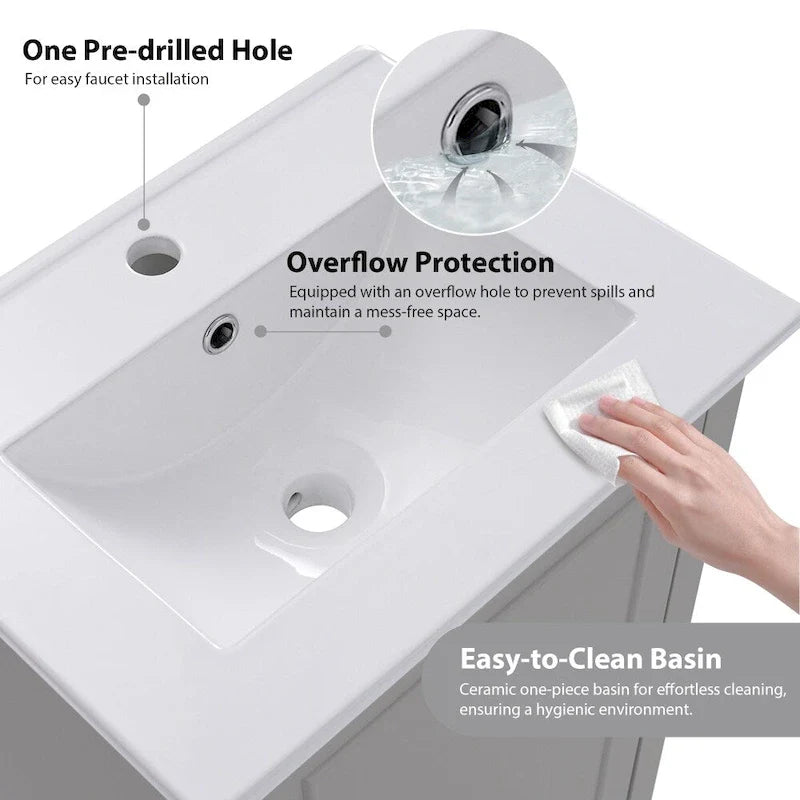 Contemporary 20-Inch Compact Bathroom Vanity Cabinet with Ceramic Sink 8