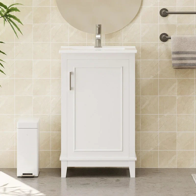 Contemporary 20-Inch Compact Bathroom Vanity Cabinet with Ceramic Sink 12