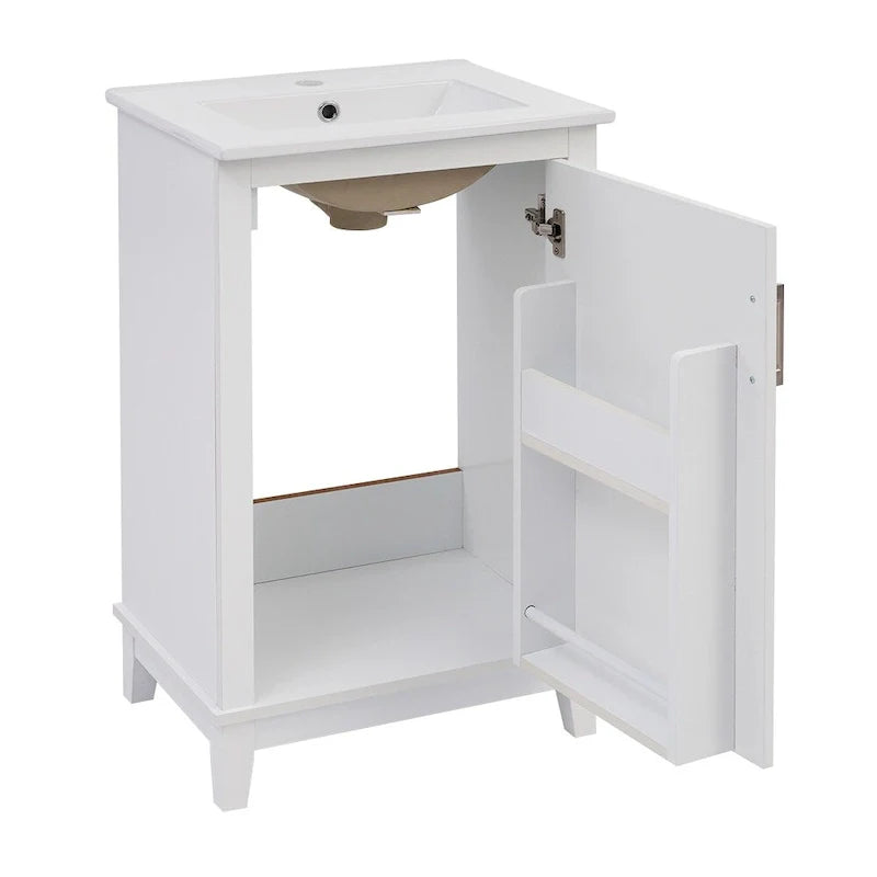 Contemporary 20-Inch Compact Bathroom Vanity Cabinet with Ceramic Sink 13