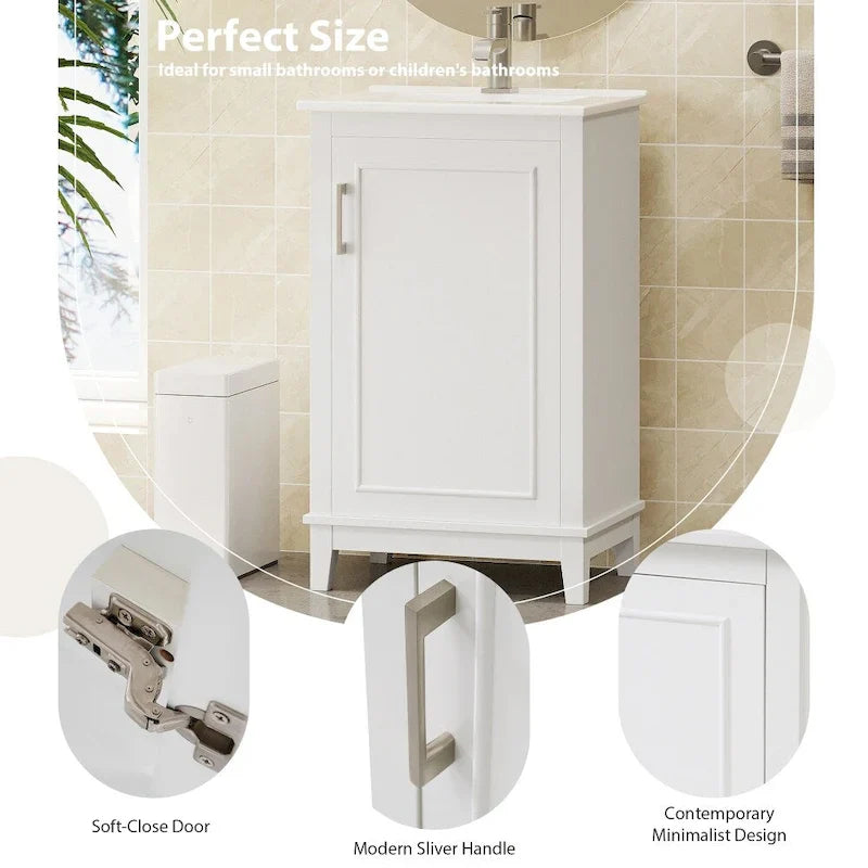 Contemporary 20-Inch Compact Bathroom Vanity Cabinet with Ceramic Sink 16