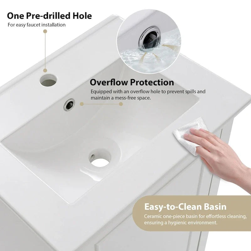 Contemporary 20-Inch Compact Bathroom Vanity Cabinet with Ceramic Sink 17