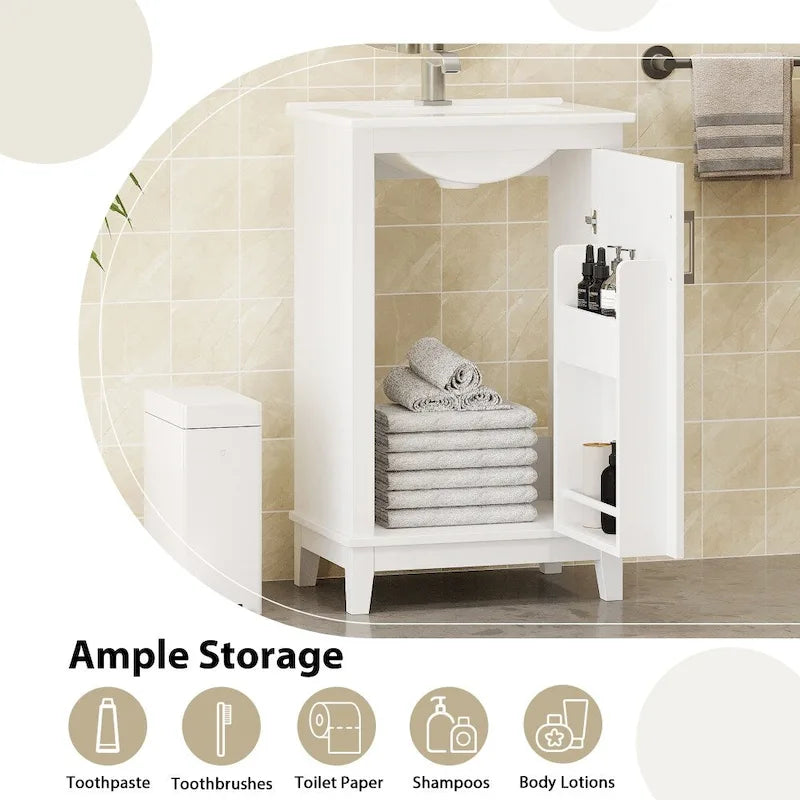 Contemporary 20-Inch Compact Bathroom Vanity Cabinet with Ceramic Sink 18