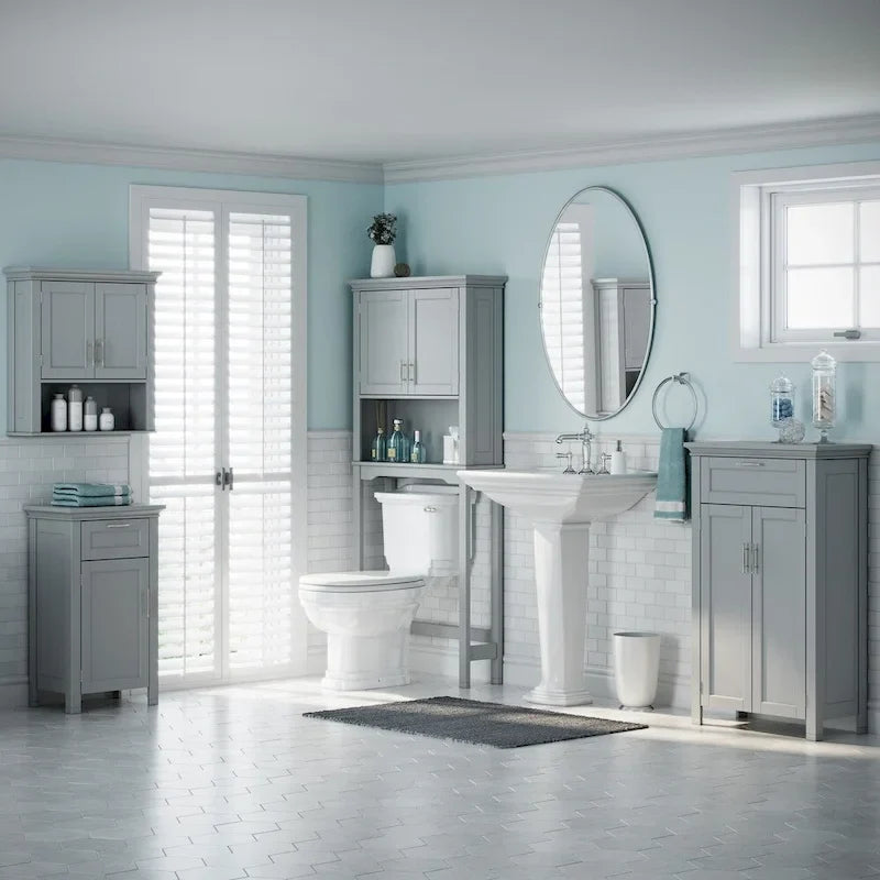 RiverRidge Somerset Gray Two-Door Storage Cabinet for Bathroom and Laundry with Drawer and Adjustable Shelf 3