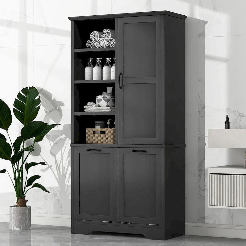 Multi-Functional Bathroom Storage Cabinet with Doors, Drawers, and Tilt-Out Laundry Hamper 3