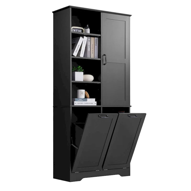 Multi-Functional Bathroom Storage Cabinet with Doors, Drawers, and Tilt-Out Laundry Hamper 18