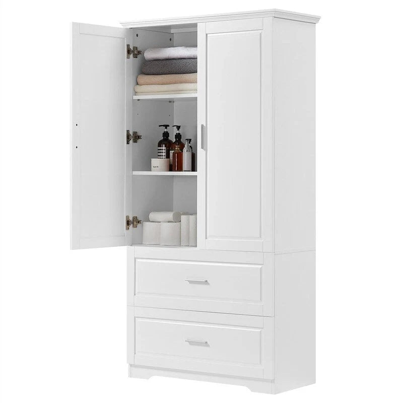 2-Door Bathroom Storage Cabinet with Drawers and Adjustable Shelf 3