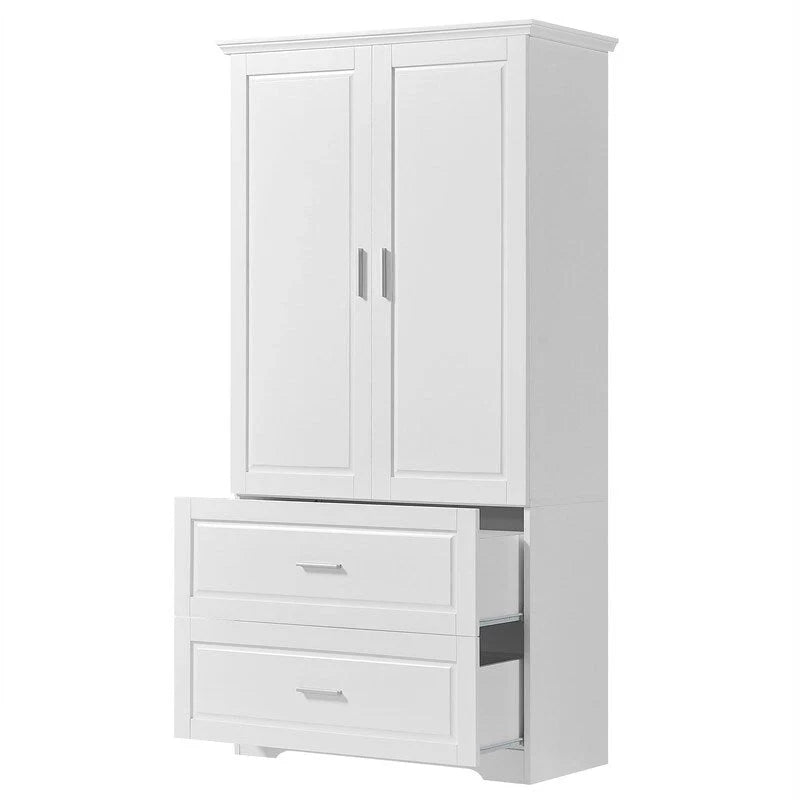 2-Door Bathroom Storage Cabinet with Drawers and Adjustable Shelf 5
