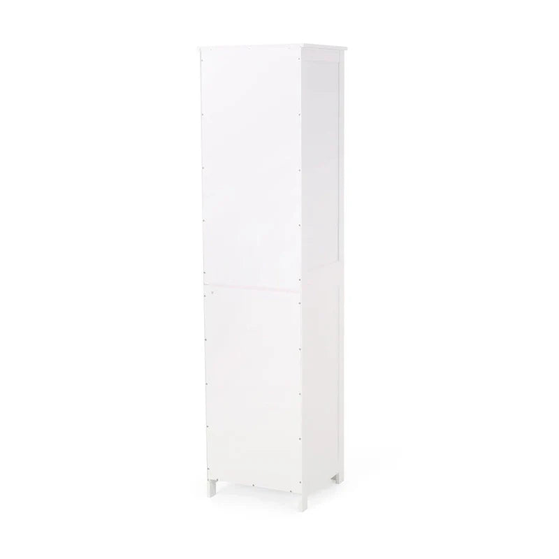 63-Inch White Freestanding Bathroom Linen Cabinet with Adjustable Shelves and Single Door 3