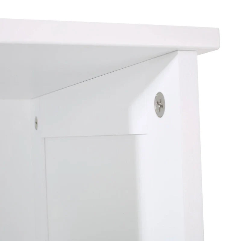63-Inch White Freestanding Bathroom Linen Cabinet with Adjustable Shelves and Single Door 4