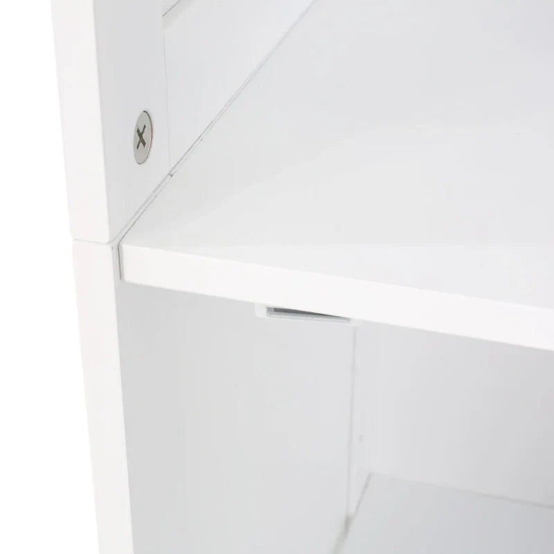 63-Inch White Freestanding Bathroom Linen Cabinet with Adjustable Shelves and Single Door 5