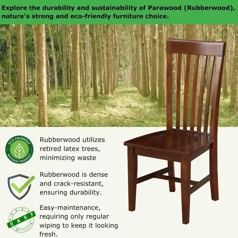 Set of 2 Cosmo Tall Mission Chairs in Solid Wood by International Concepts 4