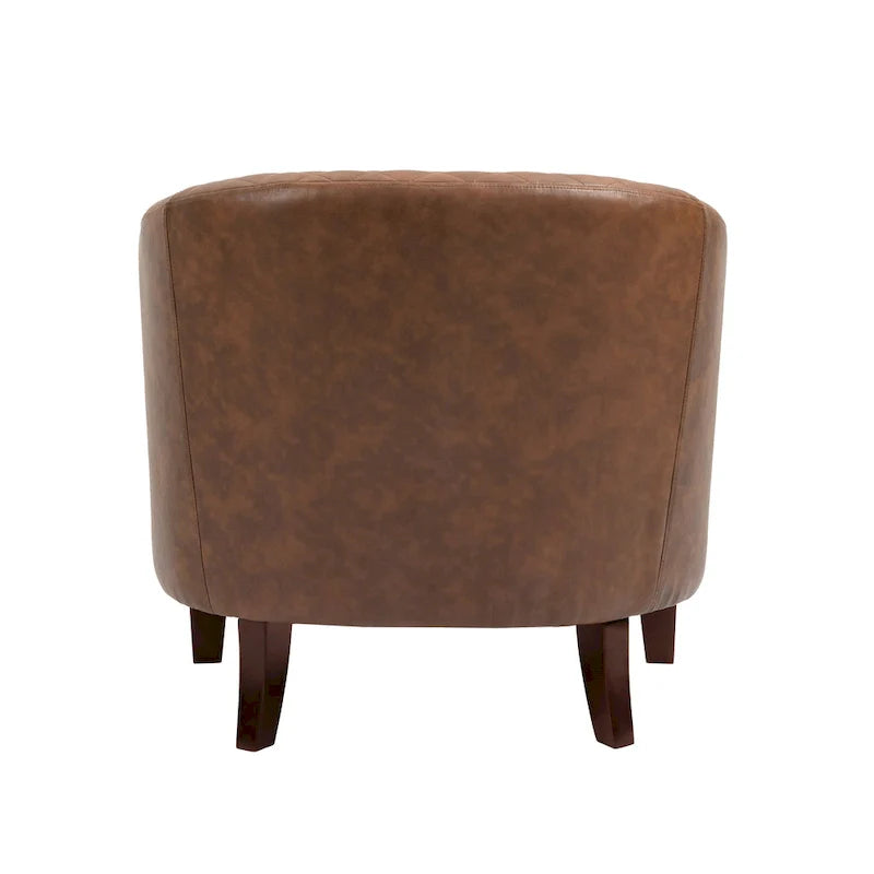 Ethan Barrel Accent Chair in PU Leather with Nailhead Detailing 11