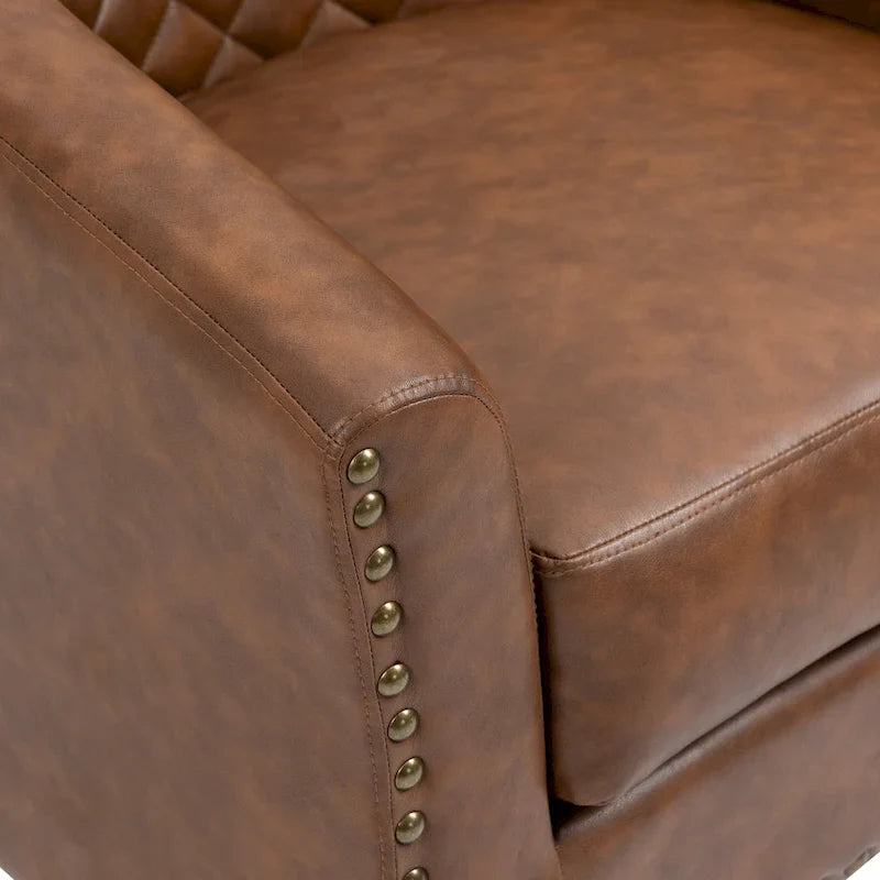 Ethan Barrel Accent Chair in PU Leather with Nailhead Detailing 13