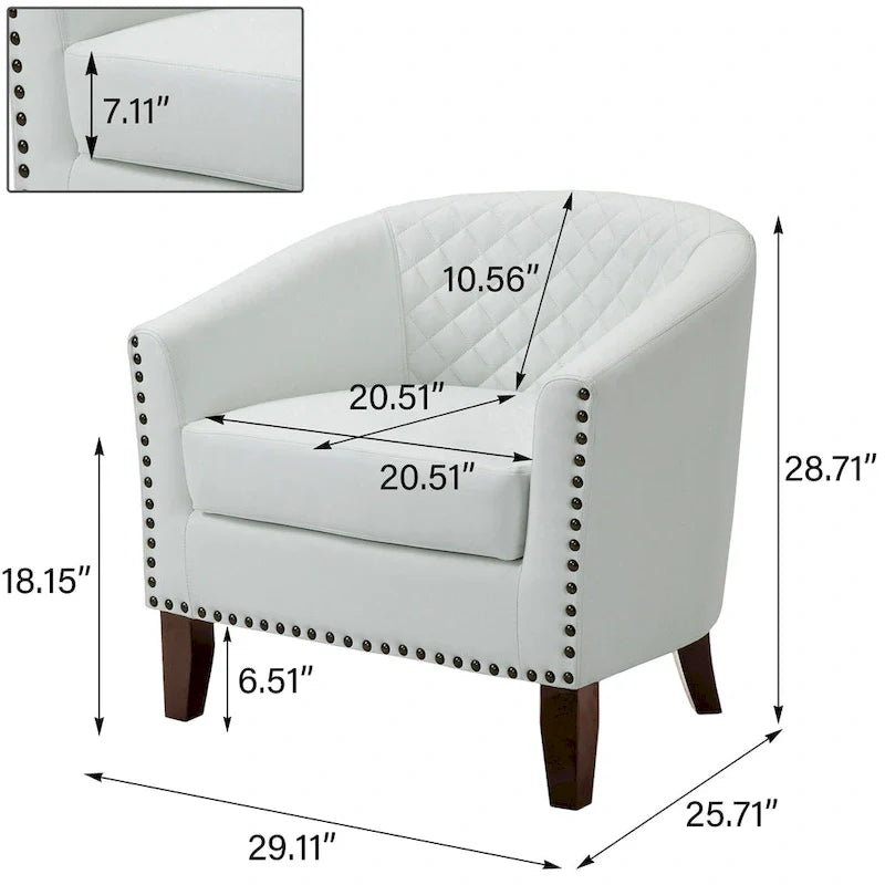 Ethan Barrel Accent Chair in PU Leather with Nailhead Detailing 20