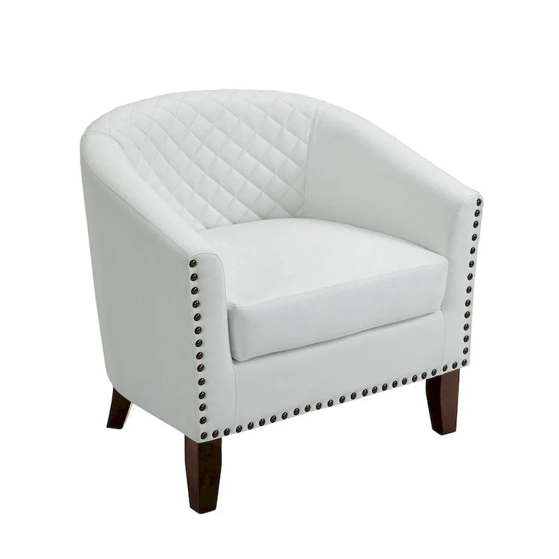 Ethan Barrel Accent Chair in PU Leather with Nailhead Detailing 21