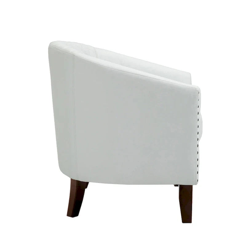 Ethan Barrel Accent Chair in PU Leather with Nailhead Detailing 22
