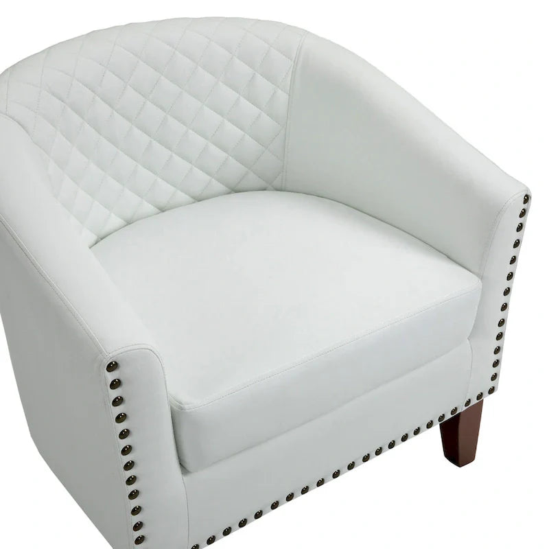 Ethan Barrel Accent Chair in PU Leather with Nailhead Detailing 24