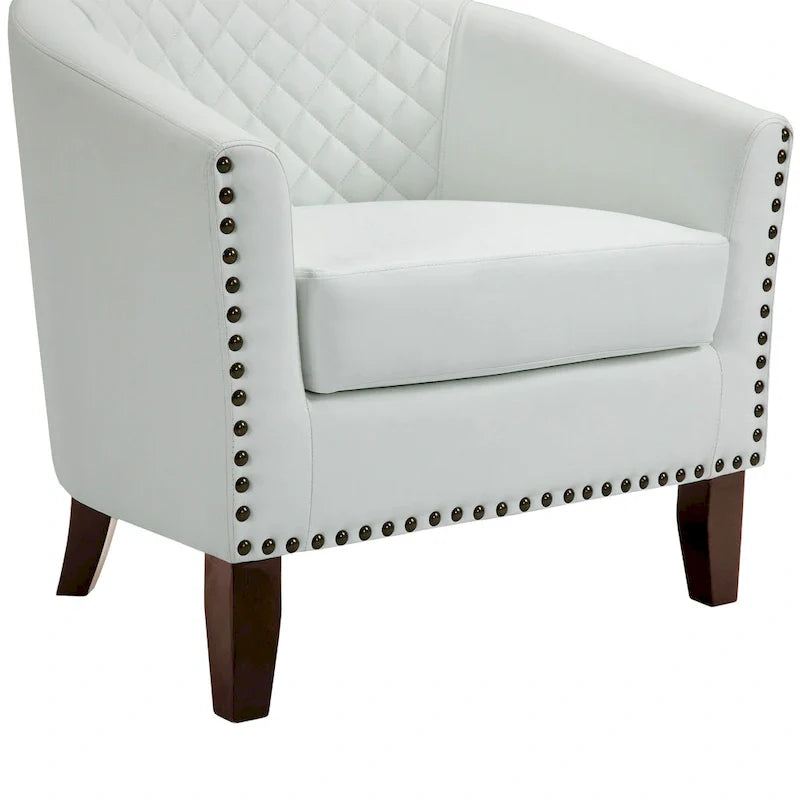 Ethan Barrel Accent Chair in PU Leather with Nailhead Detailing 25