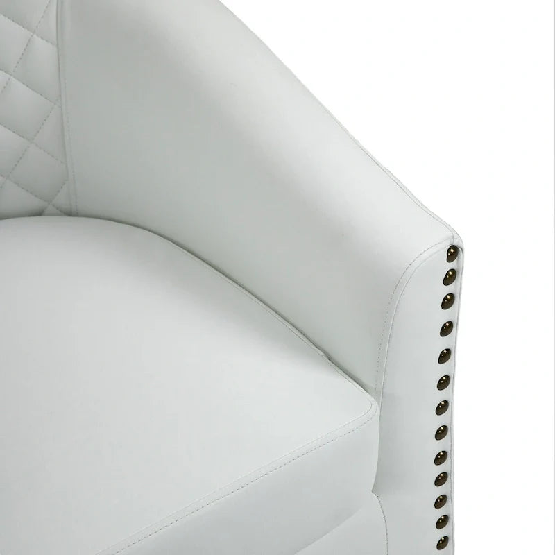 Ethan Barrel Accent Chair in PU Leather with Nailhead Detailing 28