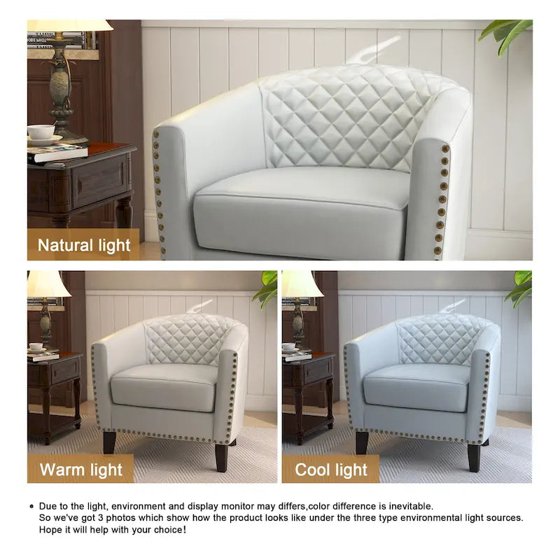 Ethan Barrel Accent Chair in PU Leather with Nailhead Detailing 29