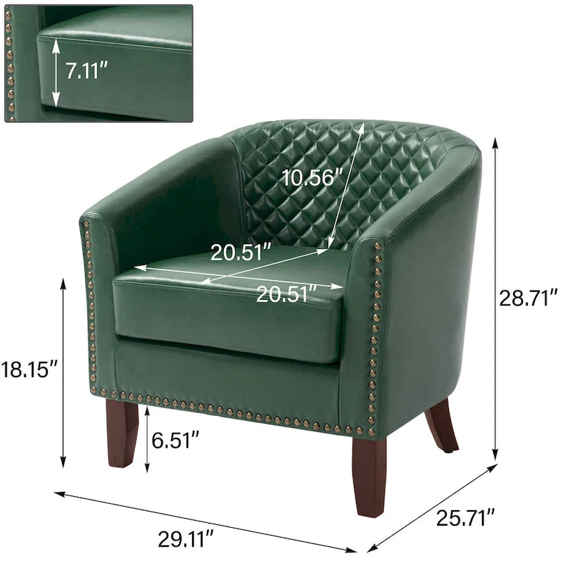 Ethan Barrel Accent Chair in PU Leather with Nailhead Detailing 33