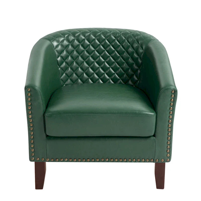 Ethan Barrel Accent Chair in PU Leather with Nailhead Detailing 34