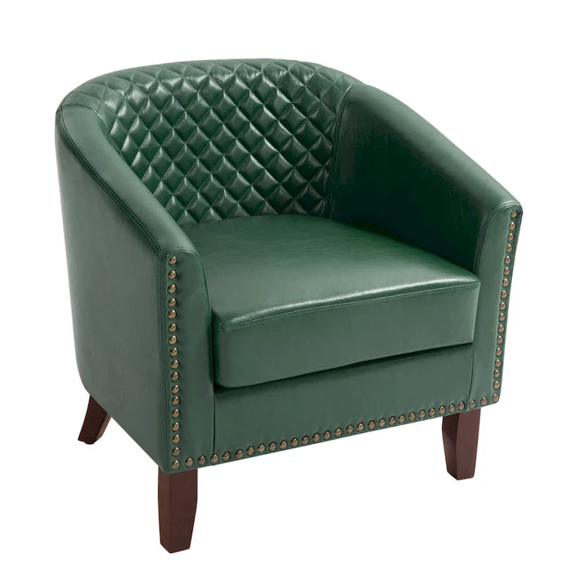 Ethan Barrel Accent Chair in PU Leather with Nailhead Detailing 35