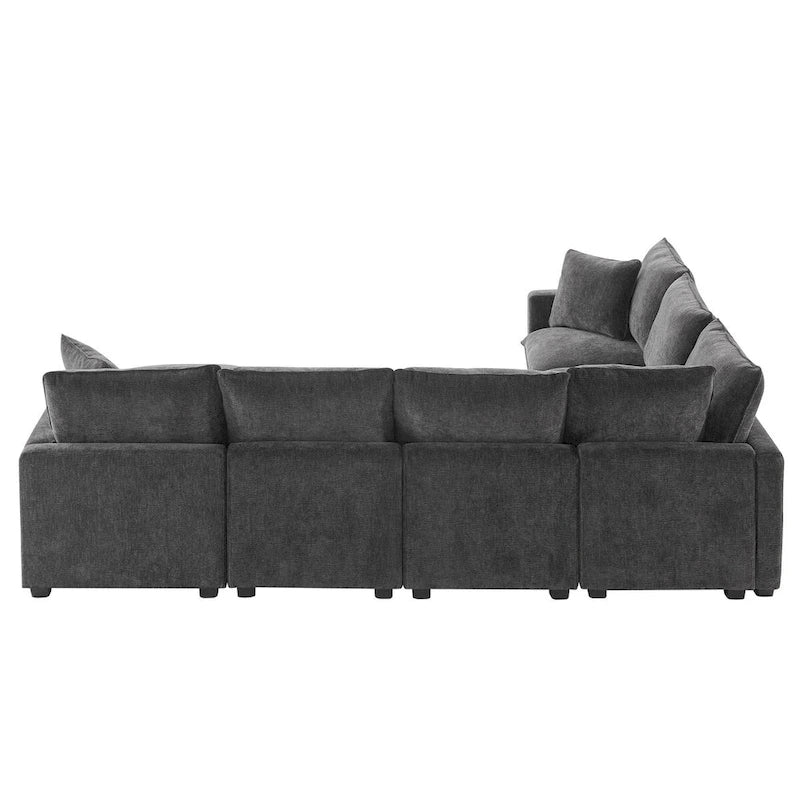 Nestfair Contemporary U-Shaped Modular Sofa Set - 7-Seater Chenille Sectional Couch with 2 Included Pillows 2