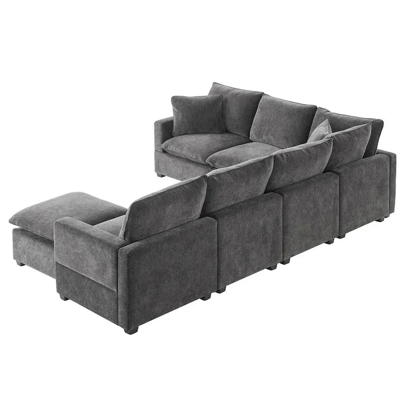 Nestfair Contemporary U-Shaped Modular Sofa Set - 7-Seater Chenille Sectional Couch with 2 Included Pillows 3