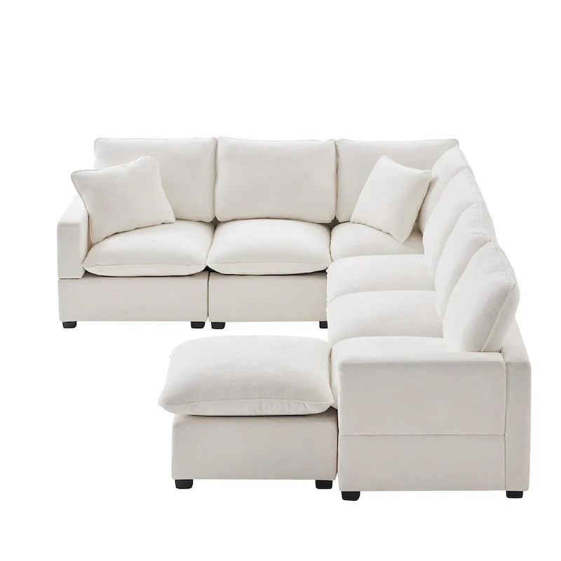 Nestfair Contemporary U-Shaped Modular Sofa Set - 7-Seater Chenille Sectional Couch with 2 Included Pillows 11