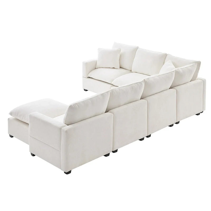 Nestfair Contemporary U-Shaped Modular Sofa Set - 7-Seater Chenille Sectional Couch with 2 Included Pillows 12