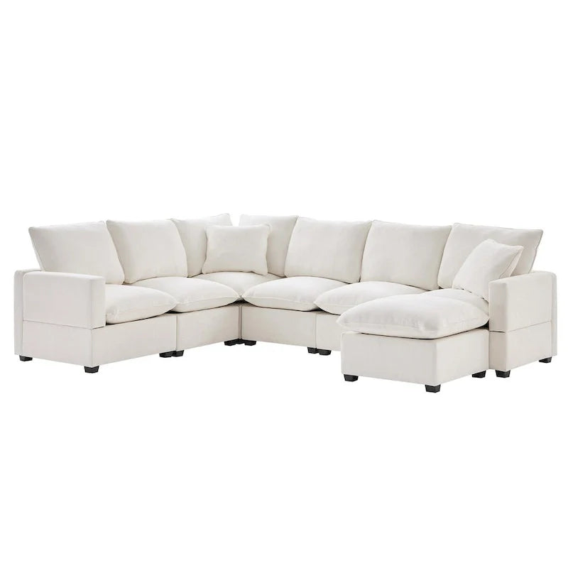 Nestfair Contemporary U-Shaped Modular Sofa Set - 7-Seater Chenille Sectional Couch with 2 Included Pillows 13