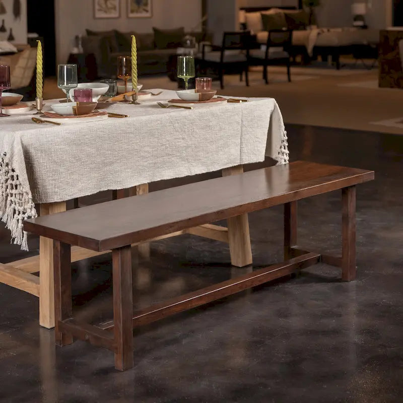Stylish Acacia Trestle Bench 2
