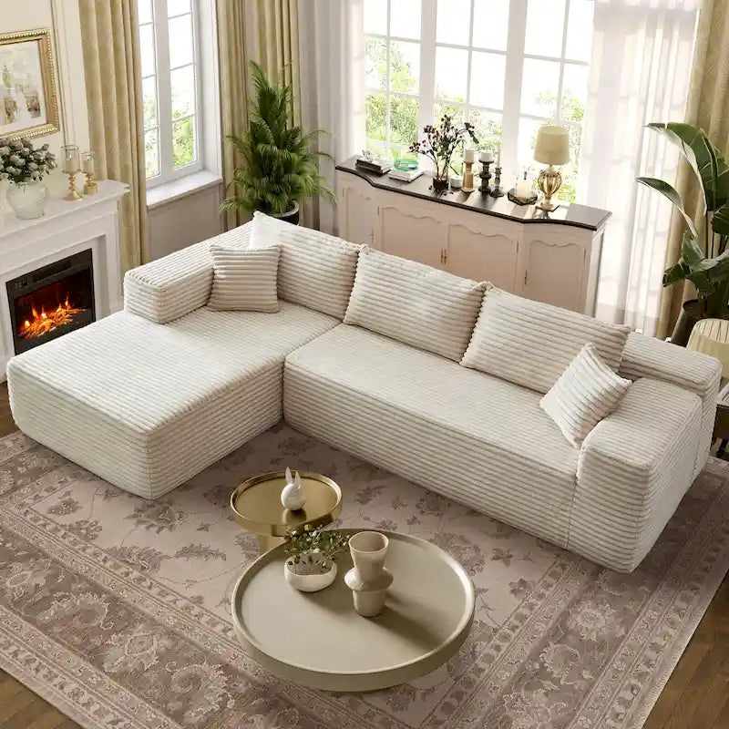 OVIOS Cozy Long Plush Chaise Sofa - No Assembly Needed 16