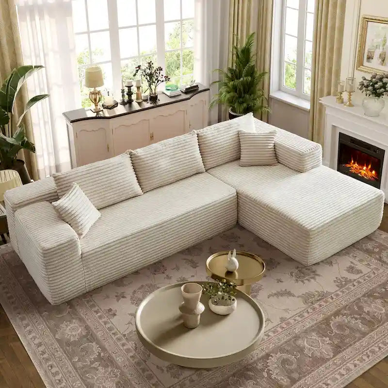 OVIOS Cozy Long Plush Chaise Sofa - No Assembly Needed 2