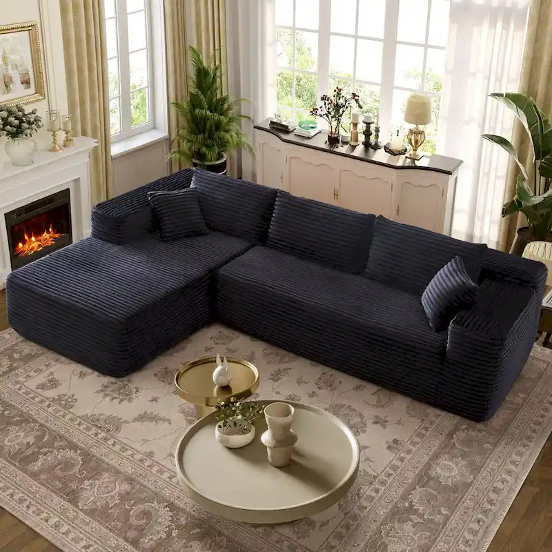 OVIOS Cozy Long Plush Chaise Sofa - No Assembly Needed 3